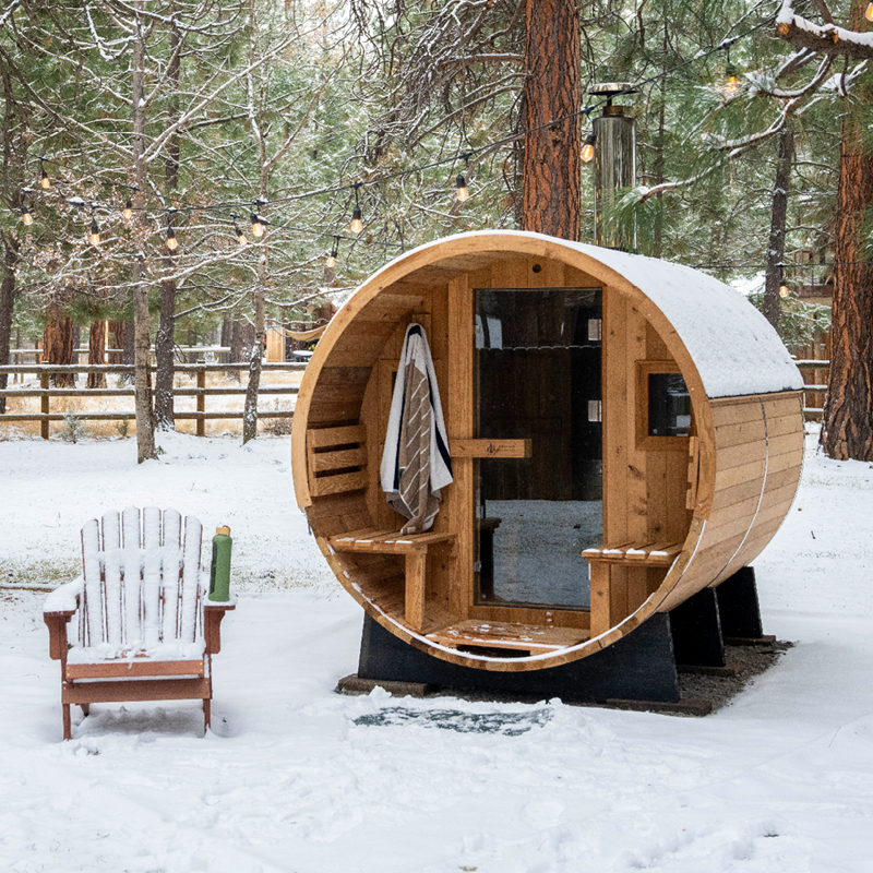 Barrel Sauna 6-Person with Porch
