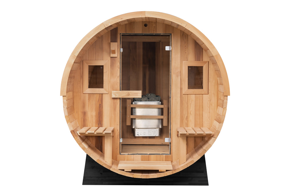 Barrel Sauna 6-Person with Porch