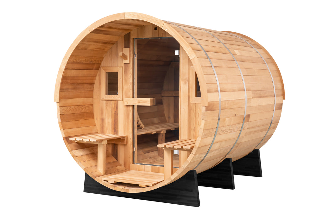 Barrel Sauna 6-Person with Porch