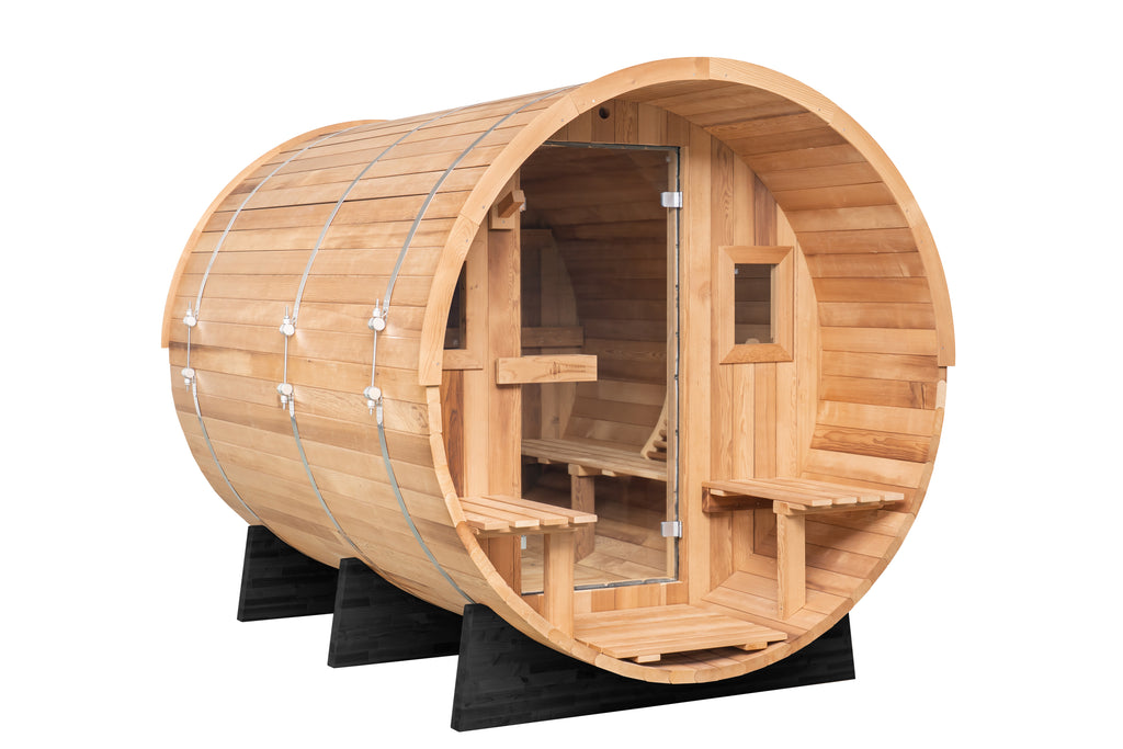 Barrel Sauna 6-Person with Porch