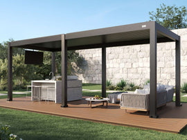 Aluminum Motorized Louvered Pergola with LED Lighting