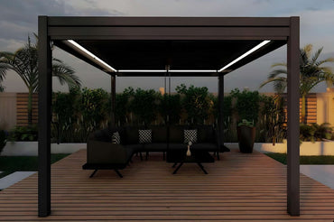 Aluminum Motorized Louvered Pergola with LED Lighting
