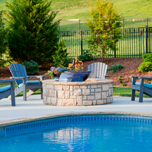 Load image into Gallery viewer, Evolution 360 Fire and Water Bowl installed poolside in residential setting